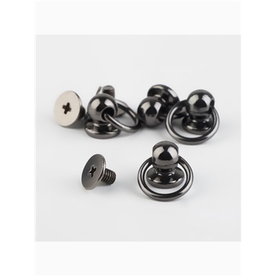 Кобурный винт d=6/8×9 мм, с кольцом d=10 мм, 4 шт., цвет чёрный никель