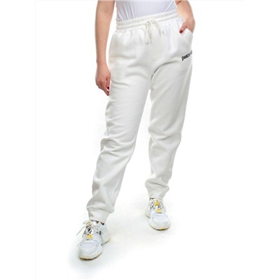 M071 WHITE Брюки спортивные женские на флисе (100% хлопок) 7986