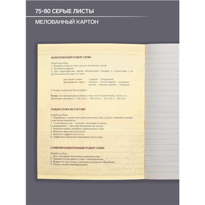 Тетрадь предметная 48 листов в линейку Calligrata, «Металл. Русский язык», обложка мелованный картон, серые листы