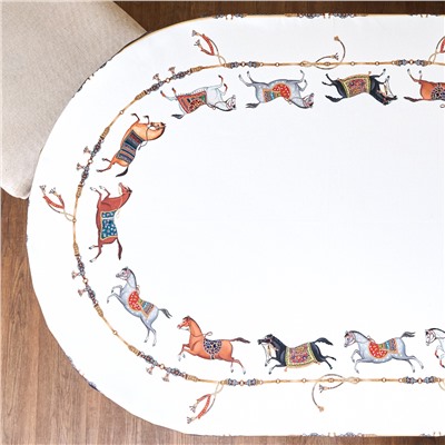 СКАТЕРТЬ ОВАЛЬНАЯ "PASSAGE"140Х300СМ ,БЕЛЫЙ, 100% ХЛОПОК,ТВИЛ, ПРОПИТКА