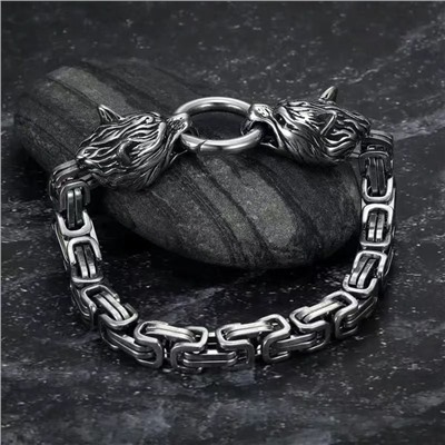 BS868 Браслет Волк, нержавеющая сталь, 20см