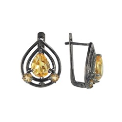 Серьги 'Калипсо' с цитрином, чёрный родий ИВСК.874ЦТD