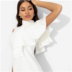 Платье-футляр со съемным воланом, Разрешите пригласить (белое)