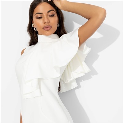 Платье-футляр со съемным воланом, Разрешите пригласить (белое)