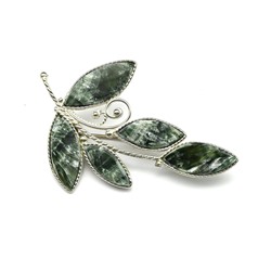 Брошь серафинит "Веточка" 55*32мм.