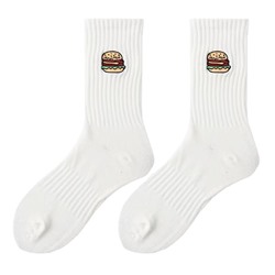 Sports cotton cartoon colored trend knee socks for men and women, Japanese version, with embroidery, mid-length