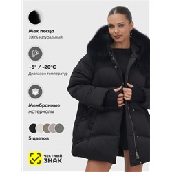 Куртка зимняя женская с мехом и капюшоном тренд черного цвета 7737Ch