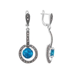 Серьги 'Орбита' с фианитом и марказитами ТАСН.260Ф5N