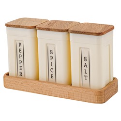 Набор контейнеров для специй Sugar&Spice Rosemary с крышкой на деревянной подставке 0,2 л х 3 штуки SE106612996
