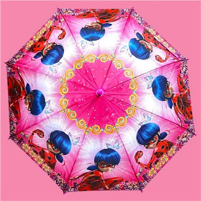 Зонт-трость для девочки с мультгероями полуавтомат Арт 005/1
