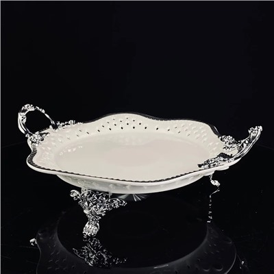 205-915 Блюдо 28см на ножках с ручками ATLANTIS в под.уп.(х8)Фарфор