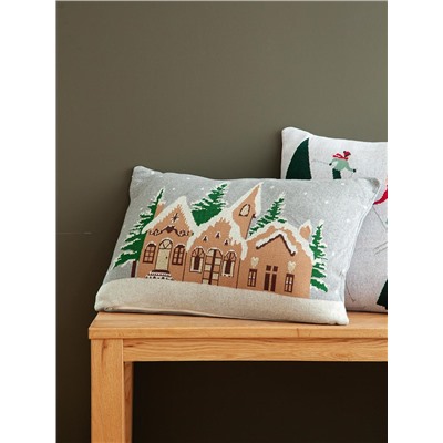 Подушка вязаная с новогодним рисунком Christmas Village из коллекции New Year Essential, 40x60 см