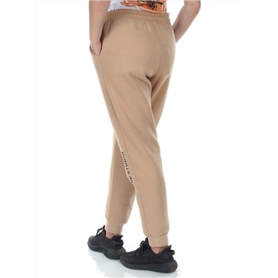 M053 BEIGE Брюки спортивные утепленные женские (85% хлопок, 10% полиэстер, 5% спандекс)