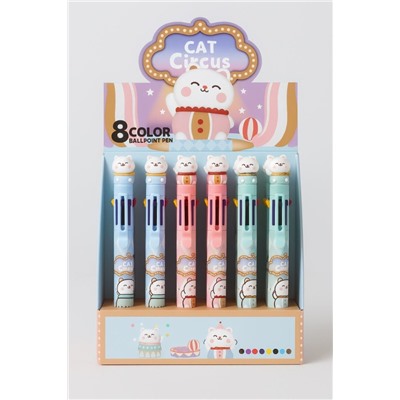 Разноцветная ручка 8 в 1 "Cute kitty" mix, шоу-бокс 24 шт.