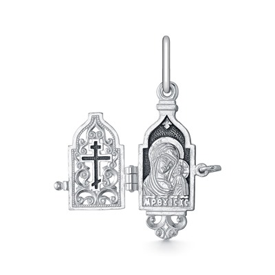 Мощевик (БМ Казанская) из серебра частичное чернение литье