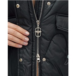 Куртка зимняя женская с капюшоном модная черного цвета 7653Ch