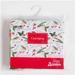 Скатерть новогодняя Доляна "Праздничный узор" 145*300 см, 100% п/э