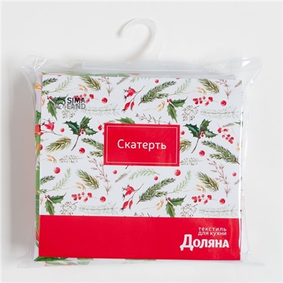Скатерть новогодняя Доляна "Праздничный узор" 145*300 см, 100% п/э