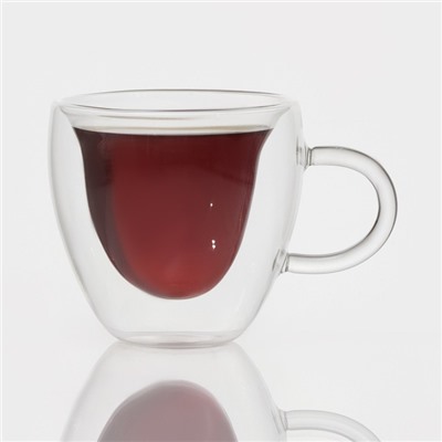 Кружка с двойными стенками Magistro «Сердце», 250 мл, стекло, прозрачная