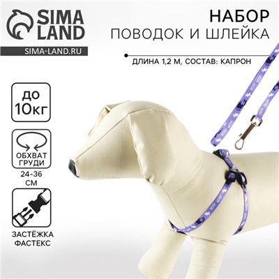 Поводок «Мур! Мур!» 120 см, шлейка 24-34×1 см