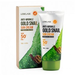 Lebelage Солнцезащитный крем для лица с муцином улитки / Anti-Wrinkle Gold Snail Sun Cream SPF50+PA+, 70 мл УЦЕНКА