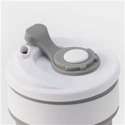 Стакан складной с крышкой Доляна «С собой», 350 мл, 8.5×14 см, серый