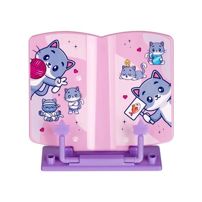 Подставка для книг Стамм "Котики", 200 x 200 x 25 мм, пластиковая, МИКС