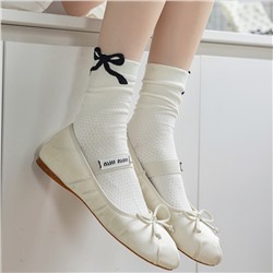 Cotton three dimensional knee socks with bow, internet celebrity, mid-length