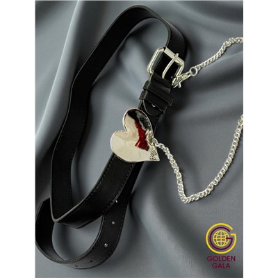 Ремень двусторонний черный из экокожи 2,8х115 см Р25