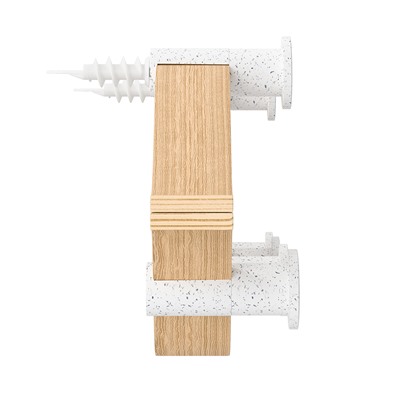 Вешалка настенная Montage, 6 крючков, натуральное дерево/белая