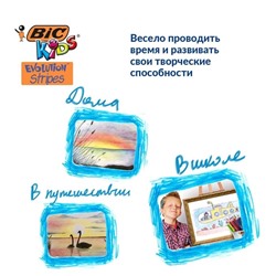Карандаши цветные 12 цветов, BIC «Kids Evolution Stripes», пластиковые, детские
