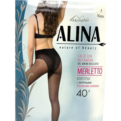 Колготки "ALINA" MERLETTO 40D Арт 710 черный