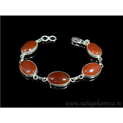Браслет из сердолика в посеребрении овал 19*14мм, 18см