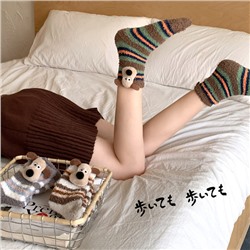 Cute coral demi-season keep warm velvet, three dimensional cartoon knee socks, increased thickness, mid-length