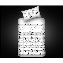 100x200 см. 1 сп. Простынь на Резинке с Наволочкой Бязь Поликоттон B&W Note