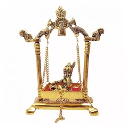 Статуэтка Ладду Гопал, Laddu Gopal on Jhulla Palana Metal Statue, произв. KridayKraft