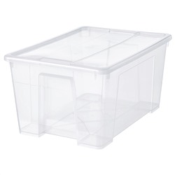 SAMLA, Box mit Deckel, transparent,, 57x39x28 cm/45 l