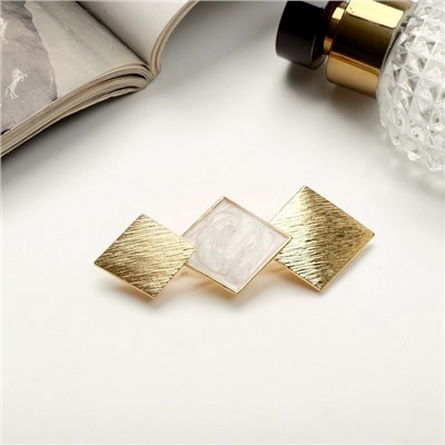 Заколка - автомат для волос «Либерти», ромбы, 8 см, бело-золотая