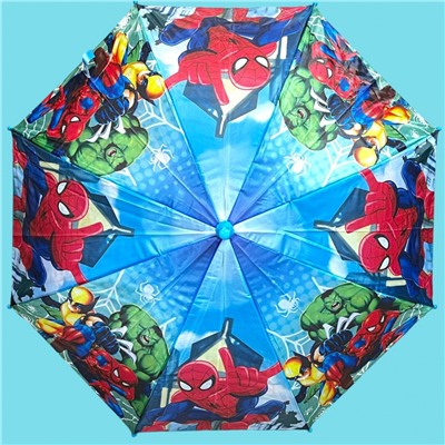 Зонт-трость для мальчика с мультгероями полуавтомат Арт 1004/1