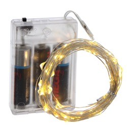 Электрогирлянда (3xAA, 60 теп бел LED, 1 реж свеч,серебр шнур), L600 W0,1 H0,2 см