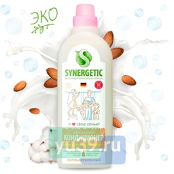 SYNERGETIC Кондиционер-ополаскиватель для белья Миндальное молочко, 1 л.