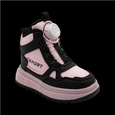 Кроссовки зимние на меху В7186-33 черно розовые