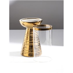 Подсвечник на 1 свечу «Зебра Греви», керамика, стекло, d=8 см, золото, 10×10×29.5 см