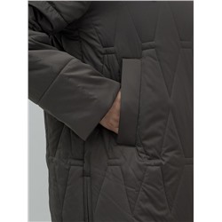 Пальто зимнее утепленное женское большого размера темно-серого цвета 7699TC