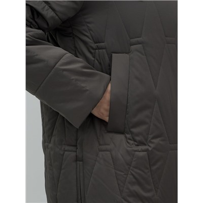 Пальто зимнее утепленное женское большого размера темно-серого цвета 7699TC