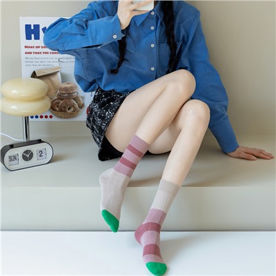 Asymmetrical trend brand cotton knee socks for men and women, 2023, mid-length
