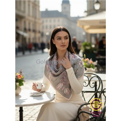 Платок утепленный "Византия" Арт 2026/10 (фон серый)