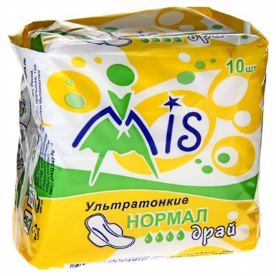 Mis Ультратонкие прокладки гиг. Нормал драй 10 шт.  💧💧💧💧