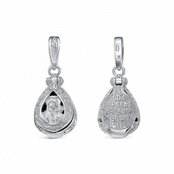 Ладанка (БМ Казанская) с фианитом родированная серебро 925*