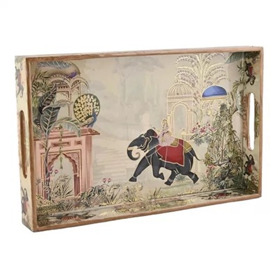 Деревянный сервировочный поднос, Wooden Serving Tray, произв. HomeShastra